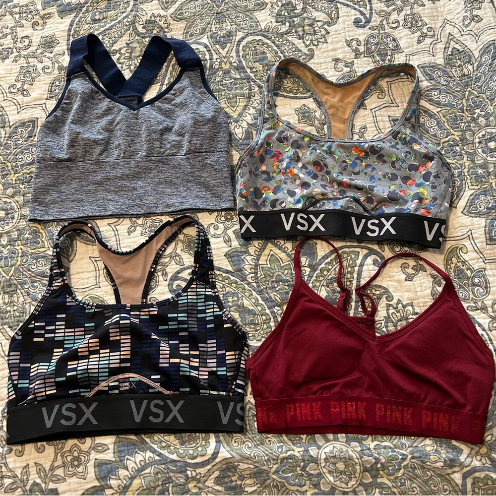 VS PINK VSX Victoria’s Secret Sport Bras Bundle of 4 Small